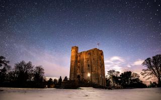 Hedingham Castle in winter